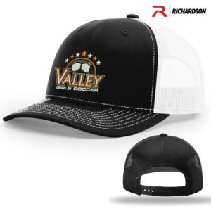 Valley Girls Soccer Richardson Pro Crown Mesh Back Adjustable back cap Split-Black/White