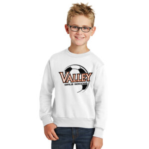 Valley Girls Soccer Youth Fleece Crewneck Sweatshirt-White