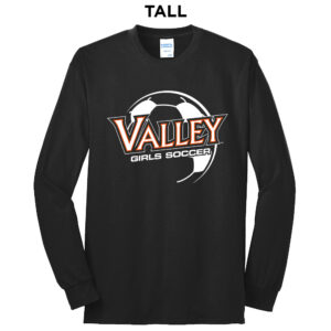Valley Girls Soccer Tall Cotton Long Sleeve Tee-black