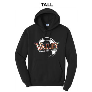 Valley Girls Soccer TALL Classic Pullover Hooded Sweatshirt-Black