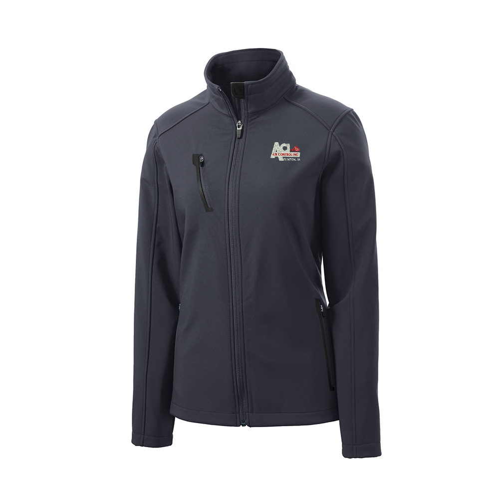 Air Control Port Authority Ladies Welded Soft Shell Jacket-Battleship Grey
