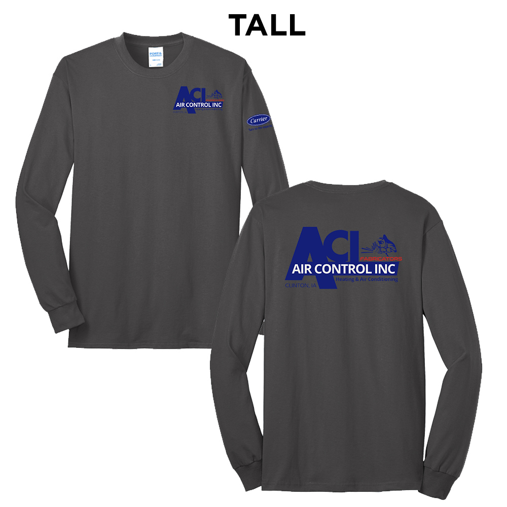 Air Control Tall Cotton Long Sleeve Tee-Charcoal