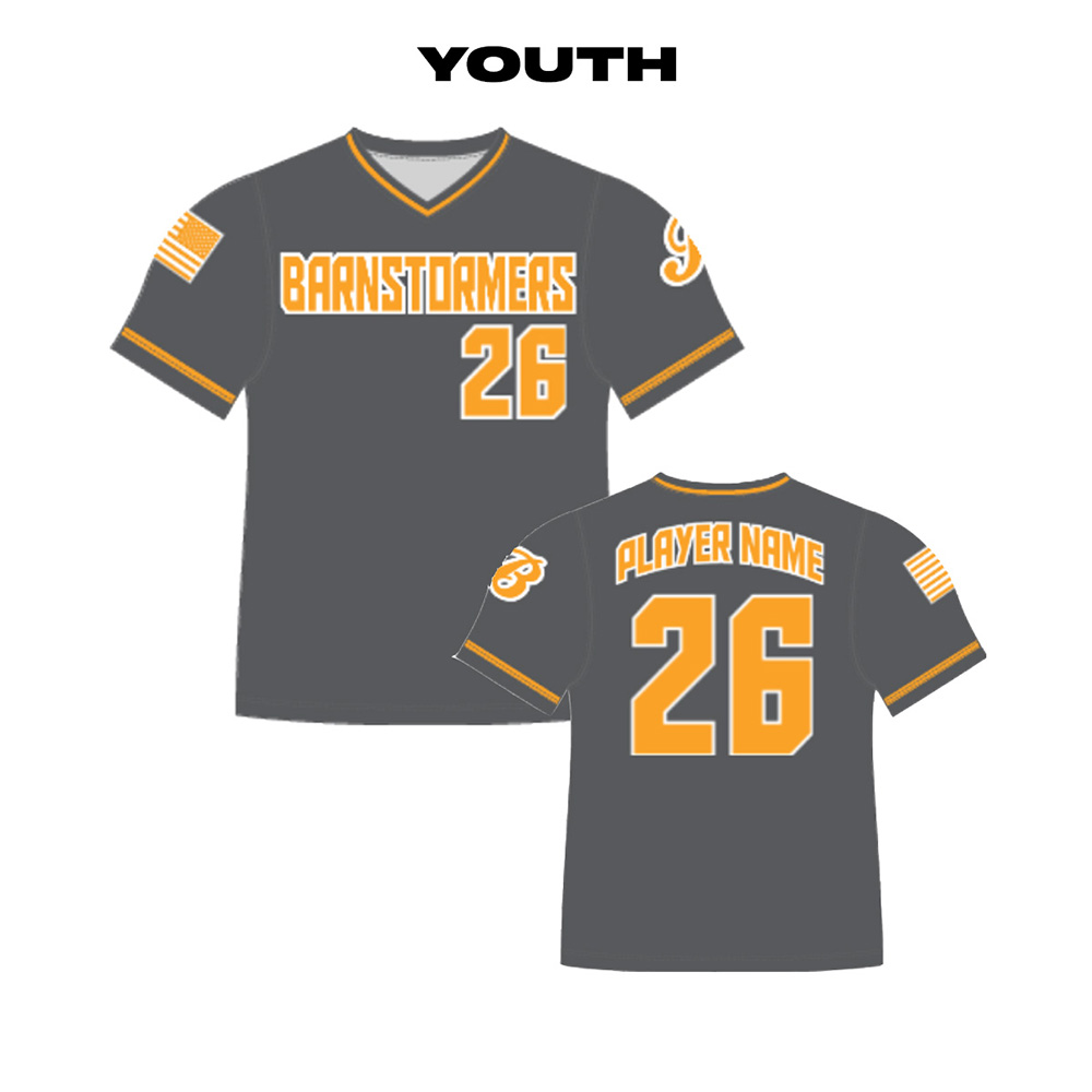 08. Barnstormers Youth Sublimated V-Neck Jersey-Combat Grey