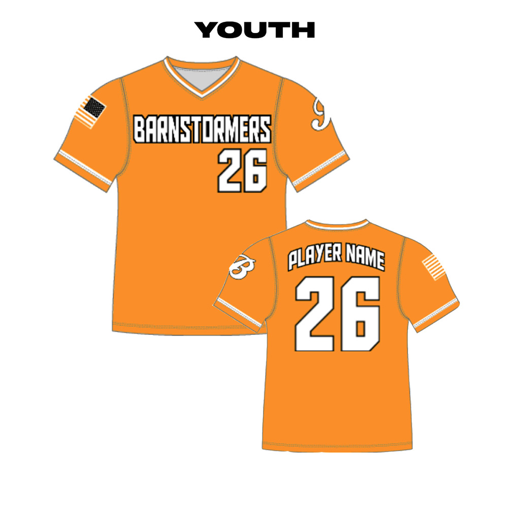 10. Barnstormers Youth Sublimated V-Neck Jersey-Tennessee Orange