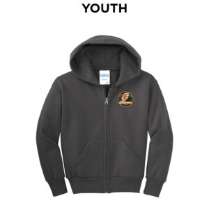 Barnstormers Lightning Youth Core Fleece Full Zip Hooded Sweatshirt-Charcoal