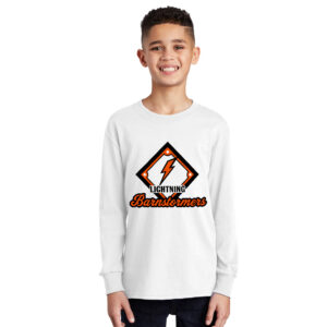 Barnstormers Lightning Youth Cotton Long Sleeve Tee-White