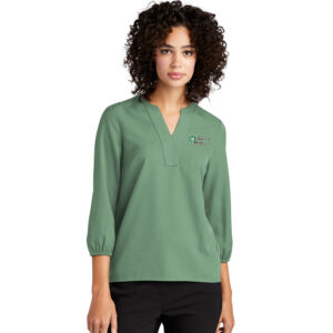 Clover Hills Mercer and Mettle Women’s Stretch Crepe 3/4-Sleeve Blouse-Sage