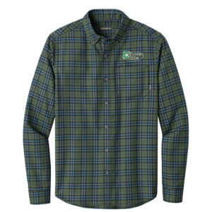 Clover Hills Eddie Bauer men Long Sleeve Favorite Flannel Plaid Shirt-Soft Olive Plaid
