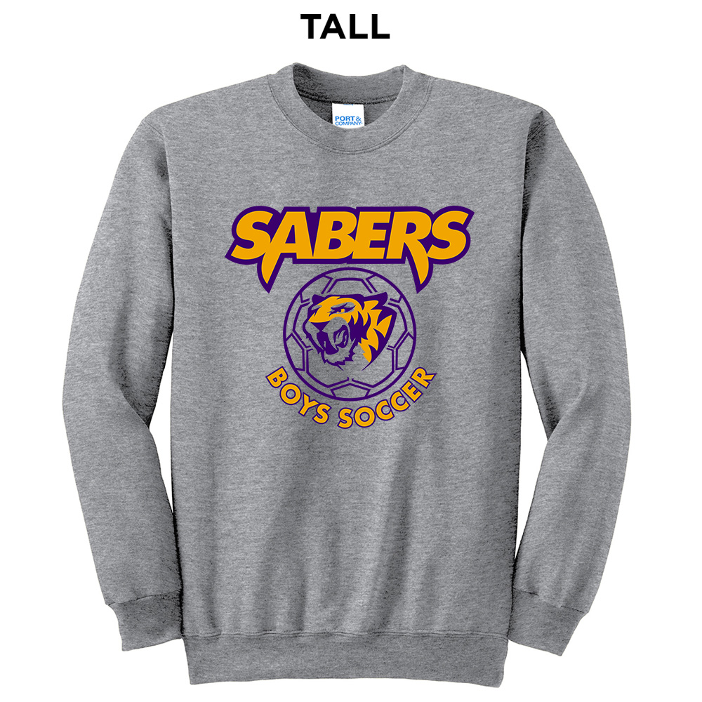 CD Boys Soccer Tall Fleece Crewneck Sweatshirt-Athletic Heather