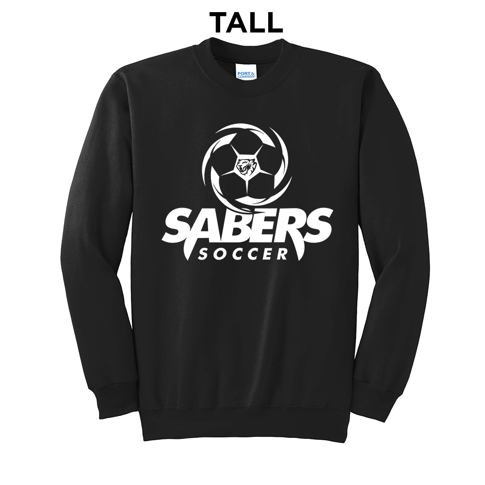 CD Boys Soccer Tall Fleece Crewneck Sweatshirt-Black
