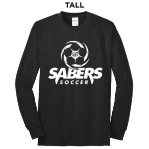 CD Boys Soccer Tall Long Sleeve Cotton Tee-Black