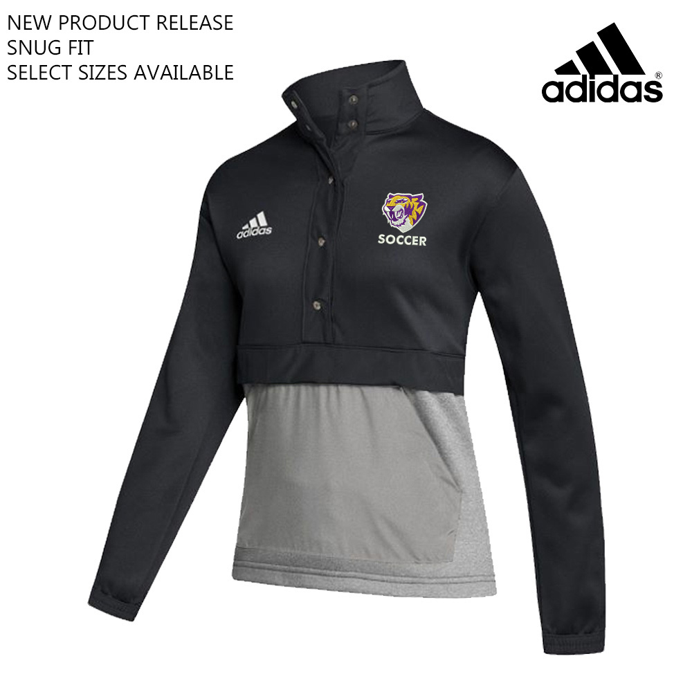CD Boys Soccer Adidas Women's Team Issue color block 1/4 snap pullover - Black/Grey (L, XL, 2x)