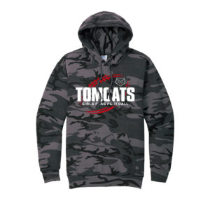EA Girls Flag Football Unisex Core Fleece Camo Pullover Hooded Sweatshirt-Black Heather Camo