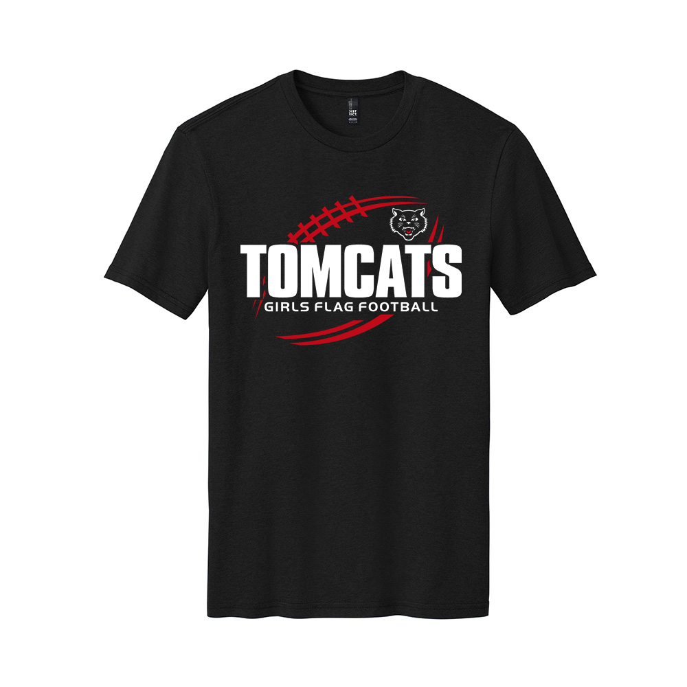 EA Girls Flag Football District Made Mens Perfect Blend Crew Tee-Black