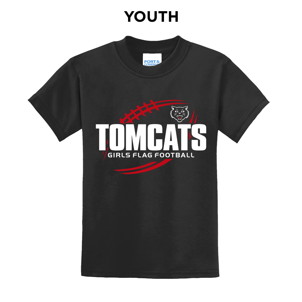 EA Girls Flag Football Youth Short Sleeve Tee-Black