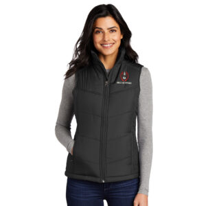 EA Girls Flag Football Port Authority Ladies Puffy Vest jacket-Black/Black