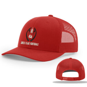 EA Girls Flag Football Richardson Pro Crown Mesh Back Adjustable back cap Solid-Red