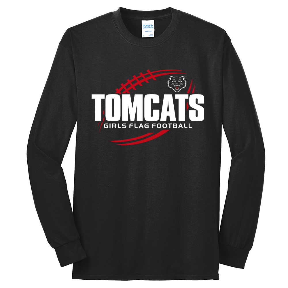 EA Girls Flag Football Unisex Cotton Long Sleeve Tee-Black