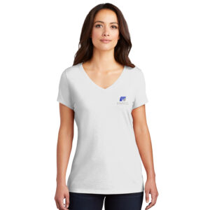 IHMVCU District Made Ladies Perfect Tri V-Neck Tee-White