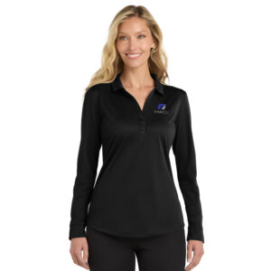 IHMVCU Port Authority Ladies Silk Touch LONG SLEEVE Performance Polo-Black