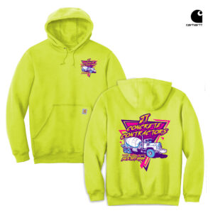 JT Concrete Contractors Carhartt Men Midweight Hooded Sweatshirt-Brite Lime