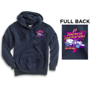 JT Concrete Contractors White Bear Adult Premium Heavyweight Pocket Hooded Sweatshirt with Zipper-Navy