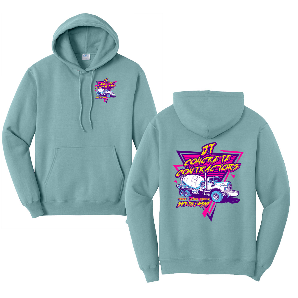 JT Concrete Contractors Unisex Fleece Hooded Sweatshirt-Stonewash Blue