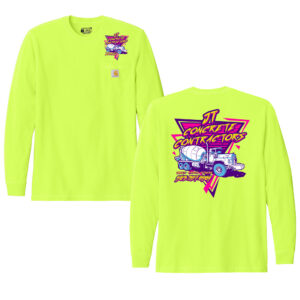 JT Concrete Contractors Carhartt Men Workwear Pocket Long Sleeve T-Shirt-Brite Lime