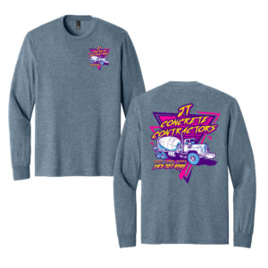 JT Concrete Contractors District Made Men’s Perfect Tri Long Sleeve Crew Tee-Flint Blue Heather