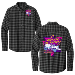 JT Concrete Contractors Eddie Bauer Long Sleeve Favorite Flannel Plaid Shirt-Deep Black Mini Buffalo