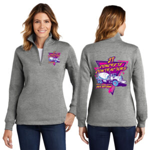 JT Concrete Contractors Sport-Tek Ladies 1/4-Zip Sweatshirt-Vintage Heather