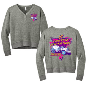 JT Concrete Contractors District Women’s Perfect Tri Fleece V-Neck Sweatshirt CROP-Heathered Charcoal