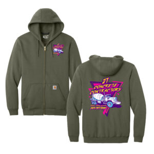 JT Concrete Contractors Carhartt Men Midweight Hooded Zip-Front Sweatshirt-Moss