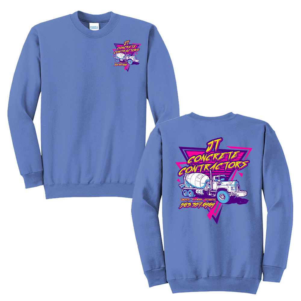 JT Concrete Contractors Unisex Fleece Crewneck Sweatshirt-Carolina Blue