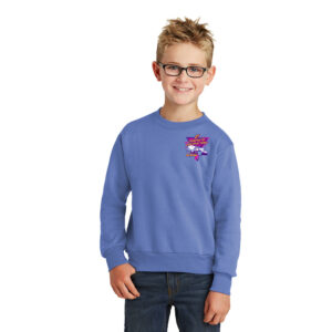 JT Concrete Contractors  Youth Crewneck Sweatshirt-Carolina Blue