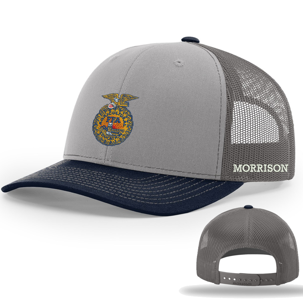 Morrison FFA Richardson Pro Crown Mesh Back Adjustable back cap Tri Color-Grey/Charcoal/Navy