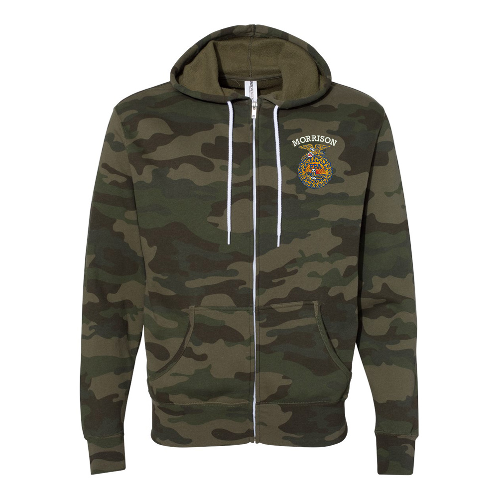 Morrison FFA Independent Trading Co.Unisez Full-Zip Hooded Sweatshirt-Forest Camo