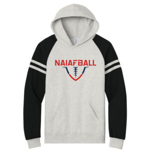 NAIA FBALL Jerzees Unisex NuBlend Varsity Colorblock Hooded Sweatshirt-Oatmeal Heather/Black