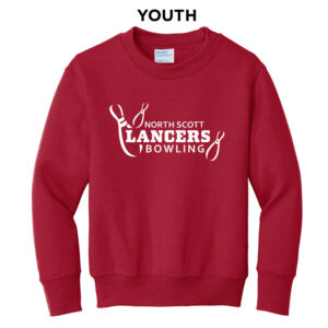 NS Bowl Youth Fleece Crewneck Sweatshirt-Red