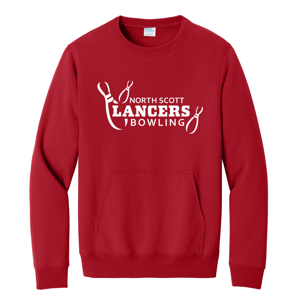 NS Bowl Unisex Core Fleece Crewneck Pocket Sweatshirt-Red