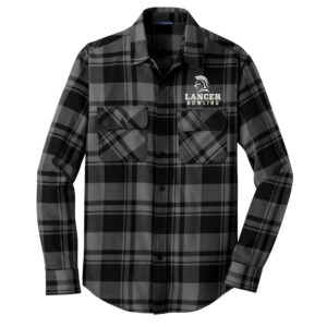 NS Bowl Port Authority Plaid Flannel Shirt Men-Grey Black