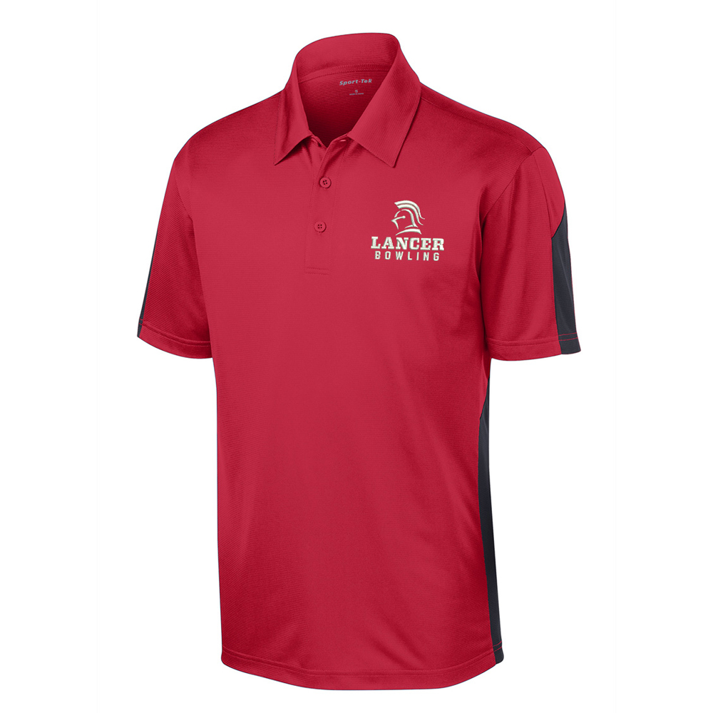 NS Bowl Sport-Tek PosiCharge Men Active Textured Colorblock Polo-Red/Grey