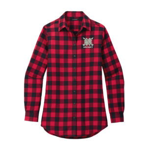 NS Lancer Archery Port Authority Plaid Flannel Shirt Ladies-Red/Black Buffalo Check