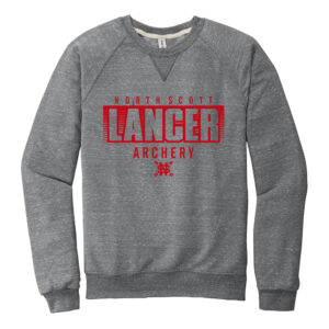 NS Lancer Archery Unisex Jerzees Snow Heather French Terry Raglan Crew-Charcoal