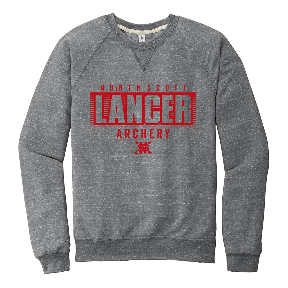 NS Lancer Archery Unisex Jerzees Snow Heather French Terry Raglan Crew-Charcoal