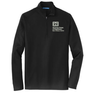 US Army Engineers New Orleans Port Authority Mens Pinpoint Mesh 1/2 Zip Pullover-Black
