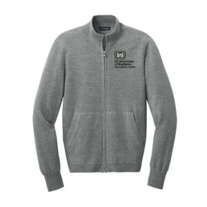 US Army Engineers New Orleans Port Authority Men Easy Care Full-Zip Sweater-Medium Heather Grey