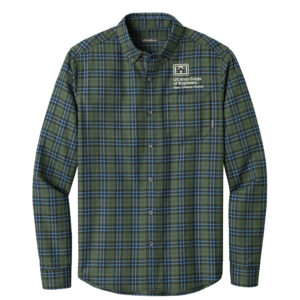 US Army Engineers New Orleans Eddie Bauer men Long Sleeve Favorite Flannel Plaid Shirt-Soft Olive Plaid