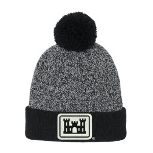 US Army Engineers New Orleans Sport-Tek Halftime Heather Pom Beanie-Black/Silver