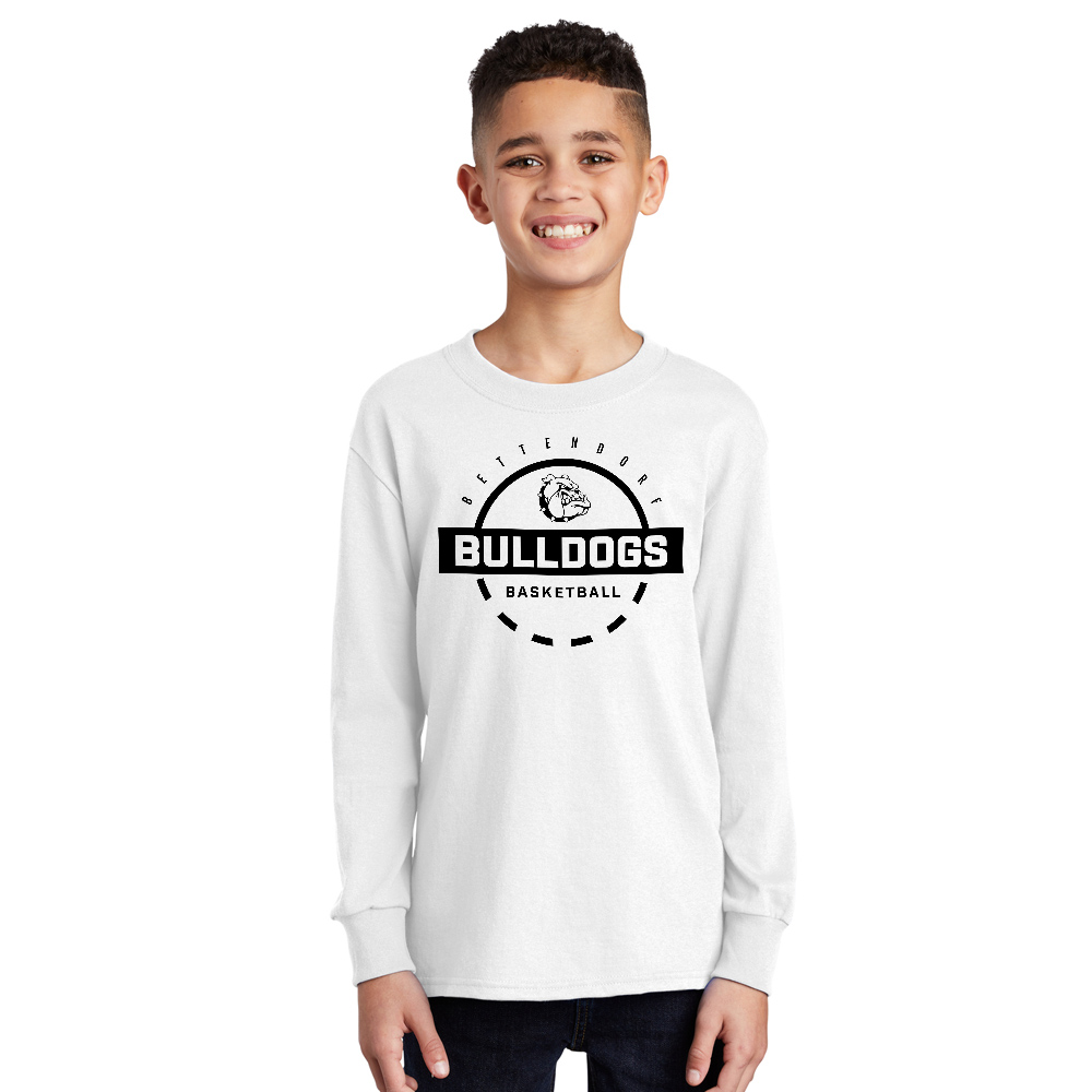 Bett Bulldogs BB Youth Cotton Long Sleeve Tee-White
